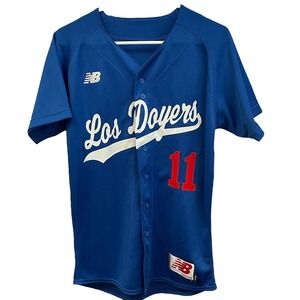 New Balance Los‎ Doyers Jersey Button Front Baseball #11 Blue Mens